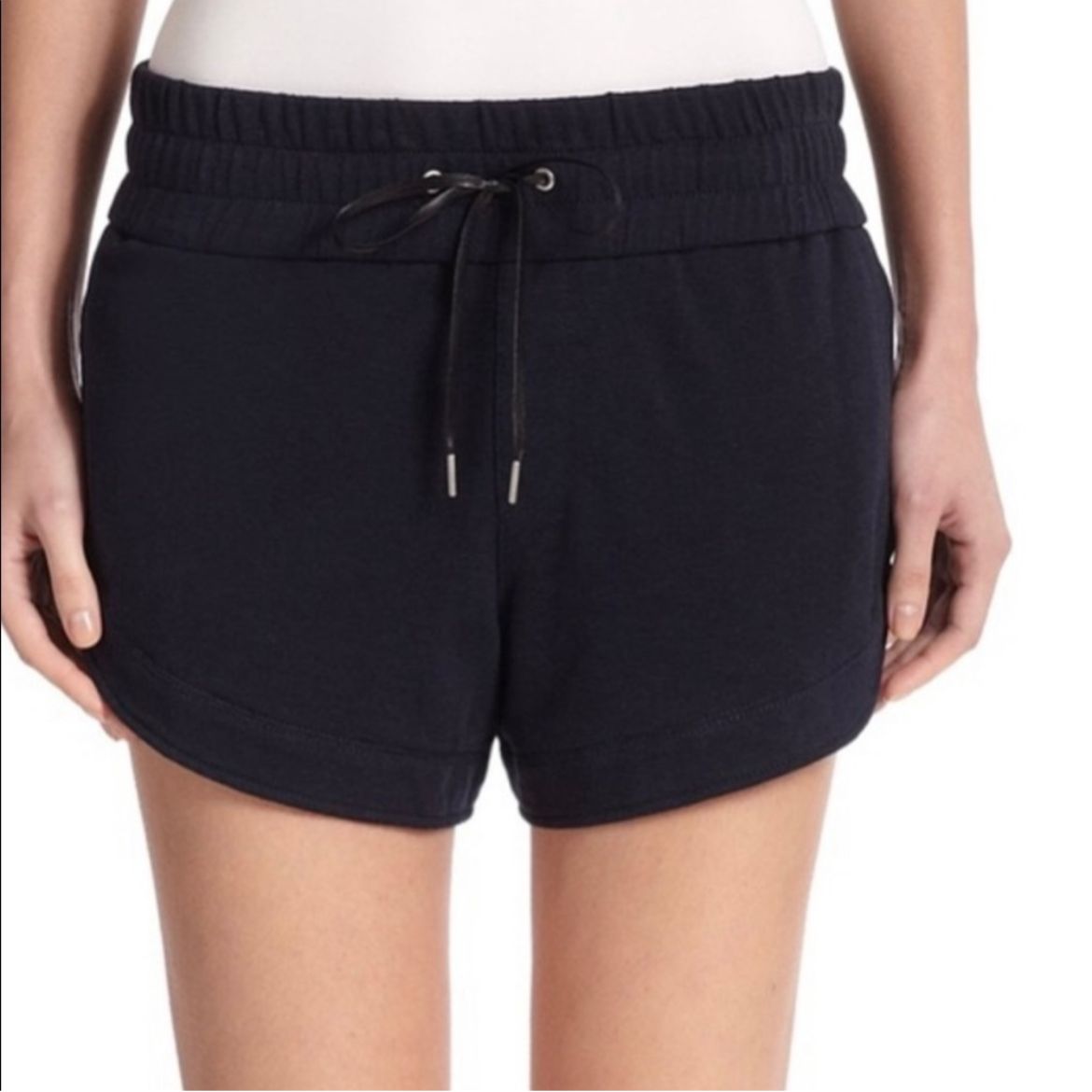 Helmut Lang Heather Shorts Black Pull On Stretch Waist Satin Side Sheer P Xs Euc